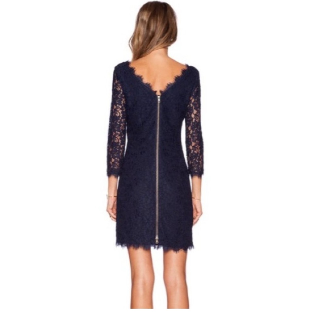 Diane Von Furstenberg Zarita Navy Blue Lace Dress - Picture 3 of 9